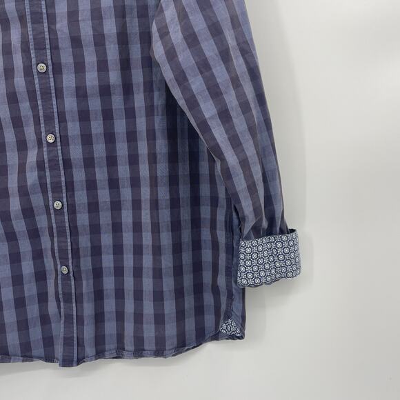 TED BAKER London Shirt Mens Size M Neck 16 Button Up Plaid Flip Cuff Long Sleeve - Picture 2 of 8
